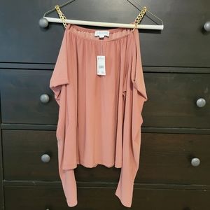 Pink Off the Shoulder, Long Sleeve Shirt